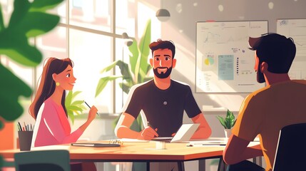 Young entrepreneur pitching a business idea to inves abcd AI generated illustration