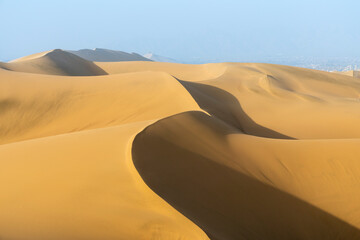 Sand dunes in desert, Huacachina, Ica District, Ica Province, Ica Region, Peru