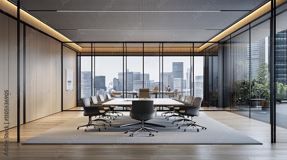Poster A corporate environment where blockchain and AI solutions intersect Stock Photo with side copy space