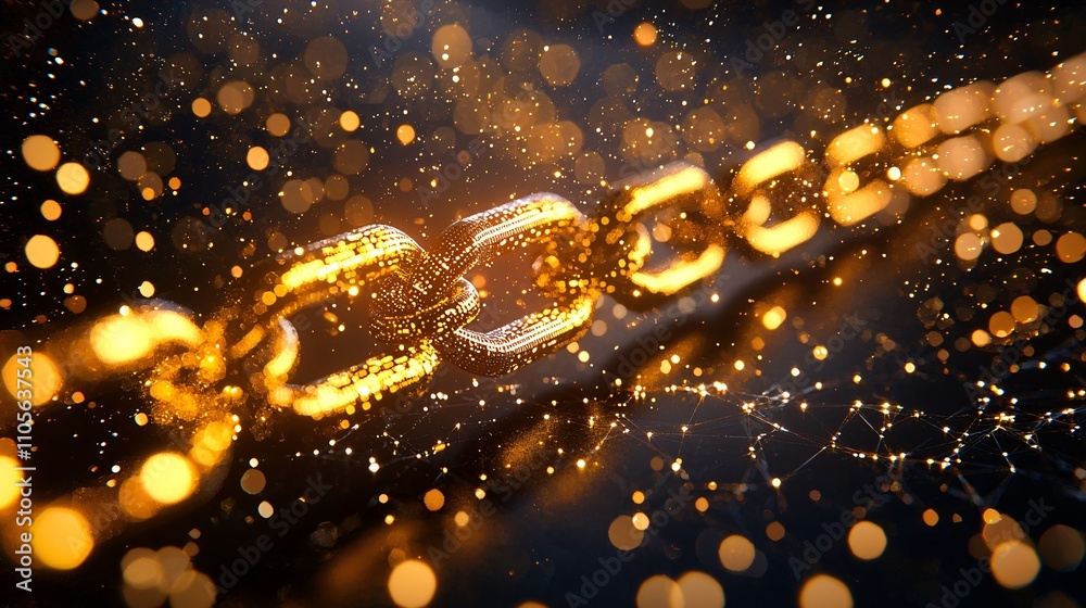 Aufkleber A futuristic interface displaying blockchain security measures for business transactions Stock Photo with side copy space