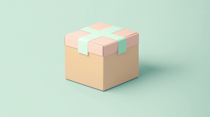 Obraz premium shipping box icon with soft pastel accents like light lavender, mint green, and peach. 