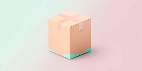 Fototapeta premium shipping box icon with soft pastel accents like light lavender, mint green, and peach. 