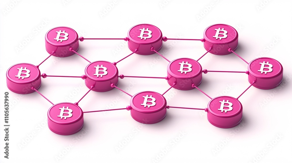 Poster An abstract design of interconnected blockchain networks symbolizing digital trust Stock Photo with side copy space