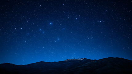 A Night Sky Photography with Dark Mountain Silhouette and Sparkling Stars
