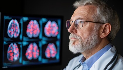 Medical Professional Analyzing Lung Scans with Digital Technology