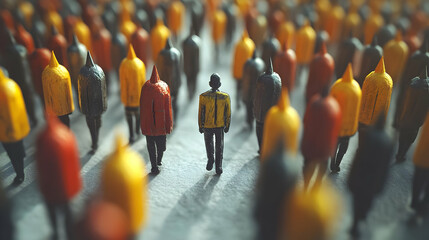 Obraz premium Individuality in a Crowd 3D Illustration