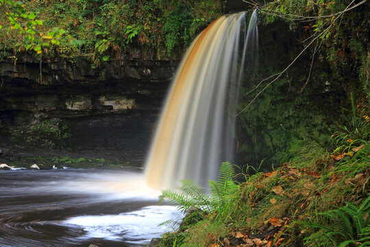 Sgwd Gwladys waterfall, Pyrddin Gorge, Pontneddfechan, Neath Valley, South Wales, United Kingdom