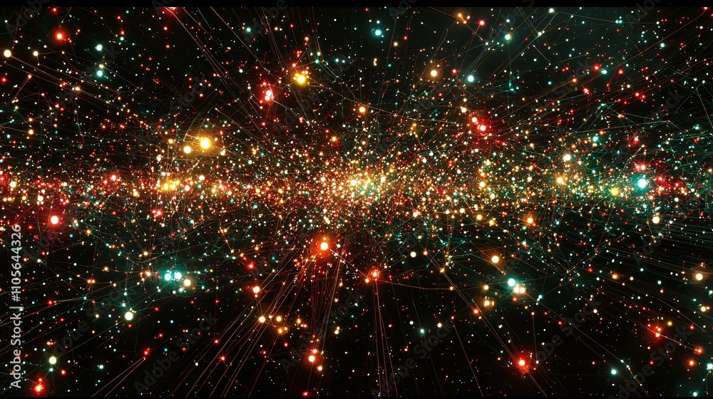 Aufkleber An abstract visualization of IoT networks driving business connectivity and efficiency Stock Photo with side copy space