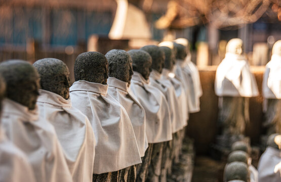 Hundreds of Jizo in rows, Buddha statues, Zen Buddhism, Yoshino, Nara, Honshu, Japan
