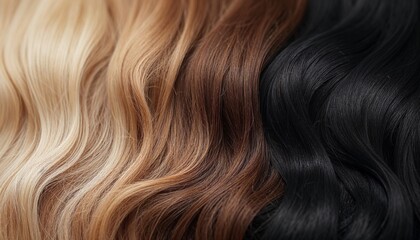 Fototapeta premium Close-Up of Beautiful Multicolored Hair Textures and Shades