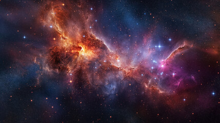 Naklejka premium Galaxy showcases a stunning cosmic scene filled with vibrant nebulae and twinkling stars, revealing the stunning beauty and mysteries of the universe.