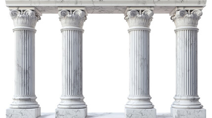 Ancient temple with four marble columns isolated on white background. 3d illustration.