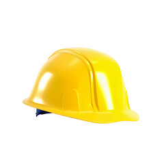 Fototapeta premium Yellow hard hat isolated on white background, 3d render. Yellow helmet cutout for Labour Day concept.