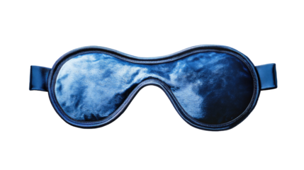 Blue sleeping eye mask, isolated on white background.