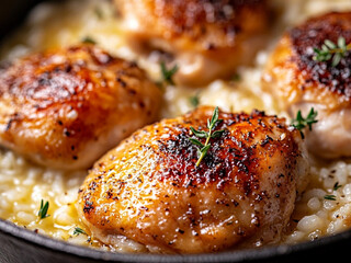 Grilled and Roasted Meats with Rice – Gourmet Cuisine Closeup