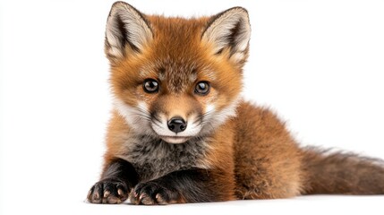 Obraz premium Adorable Red Fox Cub Closeup Portrait in Natural Setting
