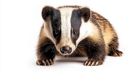 Fototapeta premium Closeup Portrait of a Curious and Alert Badger in its Natural Habitat