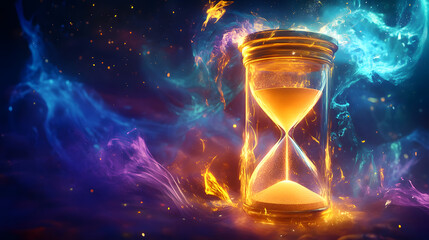 A Stunning Visual Representation of Impatience Depicted by a Glowing Hourglass, Capturing the Essence of Time and Human Emotion.