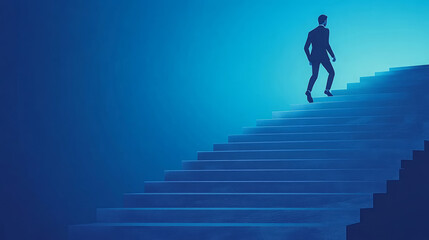 Business people walk up the ladder of success to the top