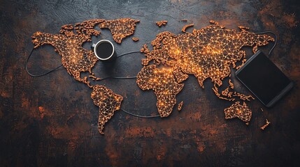 An innovative workspace with devices connected securely to a private network Stock Photo with side copy space