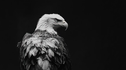 Obraz premium Majestic Bald Eagle Displaying Resilience and Power in Stunning Black and White Composition Capturing the Essence of Nature's Fiercest Hunter