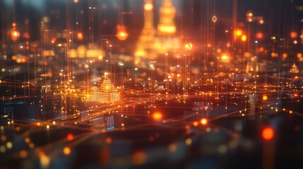 Obraz premium international communication , word, city, fiber network, wifi, digital, network 