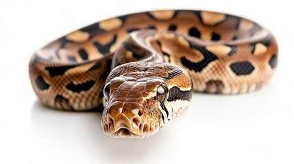 Fototapeta premium Close up of Coiled Venomous Snake with Spotted Skin Pattern