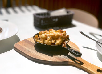 Restaurant snack food french fries in the metal pan