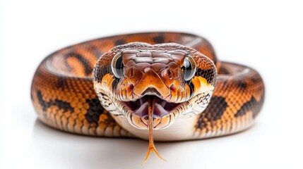 Naklejka premium Fearsome Anaconda Coiled and Ready to Strike in Tropical Jungle Environment