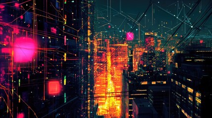 Obraz premium international communication , word, city, fiber network, wifi, digital, network 