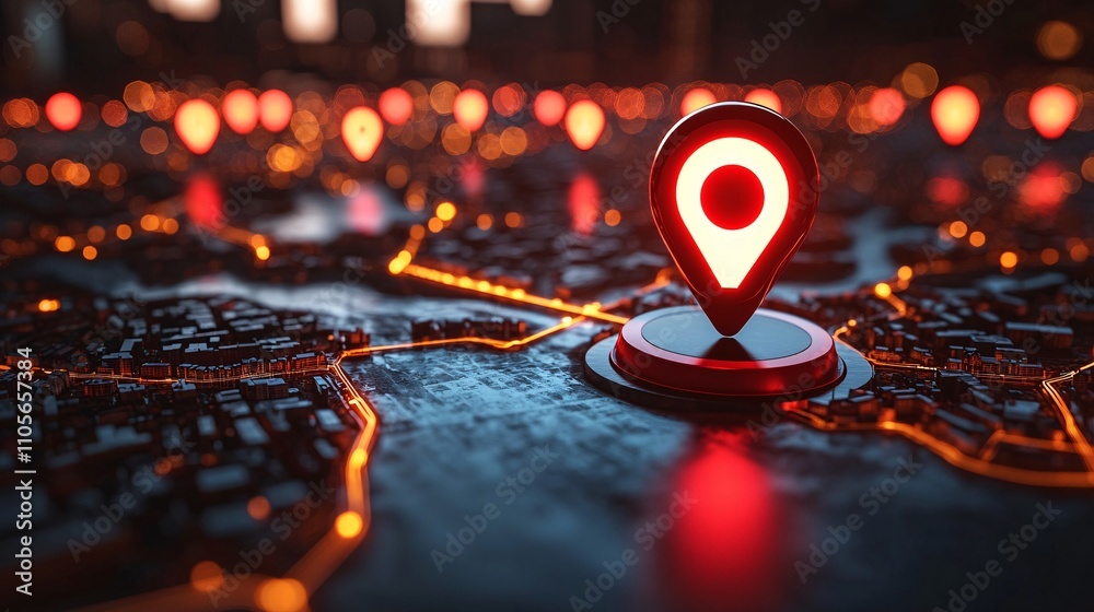 Poster A global map with secure data points illustrating cybersecurity across international networks Stock Photo with side copy space