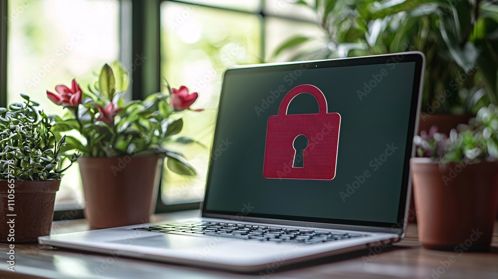 Aufkleber A presentation on the benefits of integrating cybersecurity into digital business models Stock Photo with side copy space