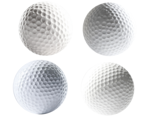 Falling Golf ball isolated on white background, selective focus.