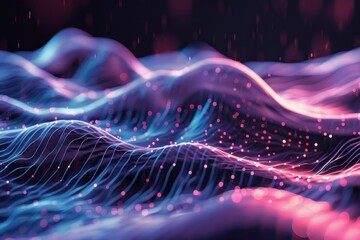 Digital abstract background, used for technological processes, neural networks, digital data storage, education, the basics of artificial intelligence. Cybernetic or technological wave banner.