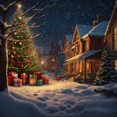 Fototapeta premium Christmas night in the city