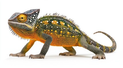 Fototapeta premium Captivating Chameleon Lizard with Vibrant Patterns and Textures in Tropical Environment