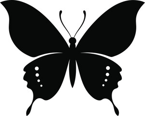 Black Butterfly Silhouette Isolated on White
