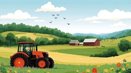 Fototapeta premium Illustrations on the theme of smart agriculture and rural revitalization