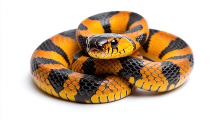 Fototapeta premium Vibrant Rainbow Boa Constrictor Curled Up and Coiled in Jungle Habitat