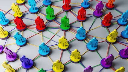 Colorful Network of Human Connections in 3D Design