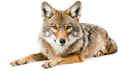 Fototapeta premium Watchful Coyote Resting in the Wilderness Alert and Attentive in its Natural Habitat