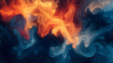 Fototapeta premium Abstract swirling fiery blue and orange cloudscape