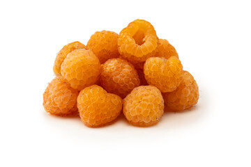 Tasty fresh raspberry isolated on a white background. Top view.