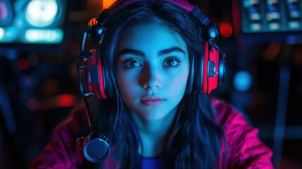 Professional photographer reviewing images on camera screen in a studio