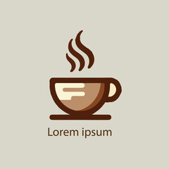 Minimal coffee mug logo with steam, modern and sleek