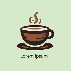 Minimal coffee mug logo with steam, modern and sleek