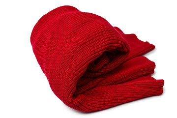 Red warm sweater isolated on a white background.