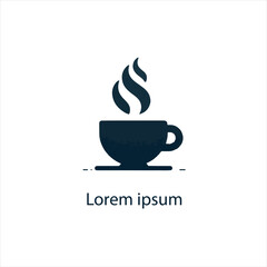 Minimal coffee mug logo with steam, modern and sleek