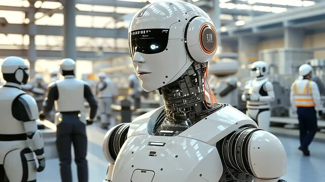 Robots Guiding Workers in a High Tech Factory Setting