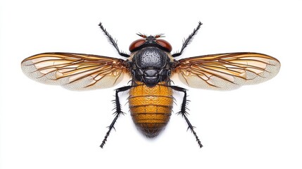 Detailed Close up Shot of Vibrant Orange and Black Winged Insect Showcasing Its Intricate Anatomy